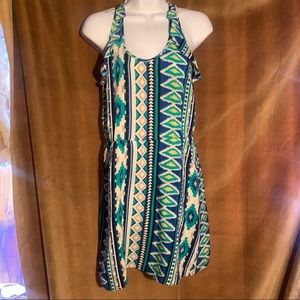 PARKER SILK DRESS, Sz L, Native American-ish Print